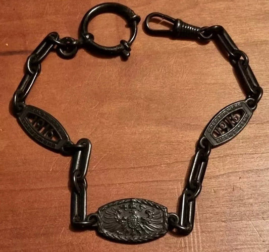 SOLD! WWI Imperial German Iron Watch Chain 'Gold Zur Wehr Eisen Zur Ehr'