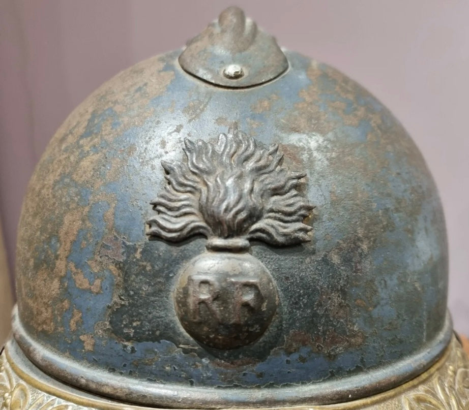 SOLD! WW1 French Infantry M15 Adrian Helmet with Veterans Plaque