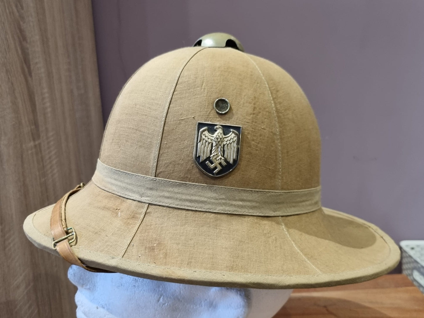 WW2 German Army Badged M35 Italian Pith Helmet (Composite)