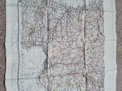 SOLD! WW2 SOE Double Sided Silk Escape Map, C & D of France, Spain, Belgium and the Netherlands