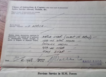 SOLD! WW2 Royal Armoured Corps, North Africa Medal and Ephemera Group to Private William Henry Bartlett (6285992)