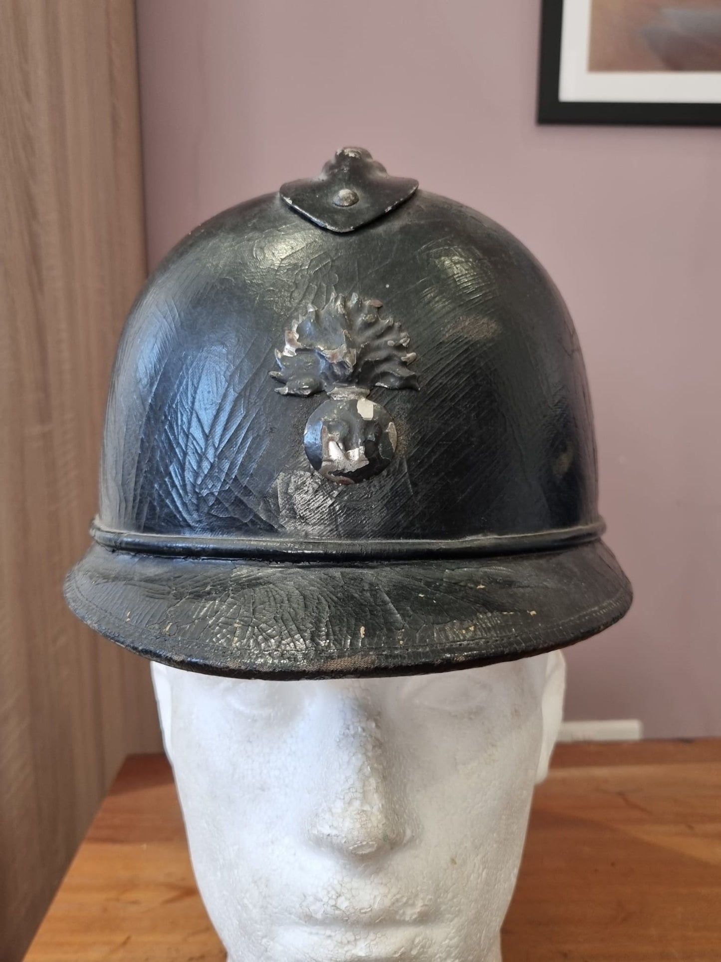 WW1 French Gendarmerie Cork/Pressed Fibre M15 ‘Adrian’ Helmet