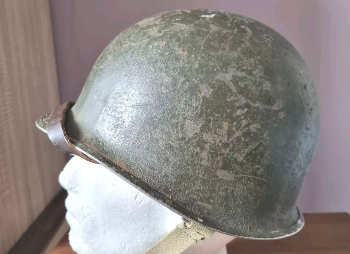 SOLD! Early WW2 US Army M1 Helmet, with Front Seam, Fixed Bails and Westinghouse Liner