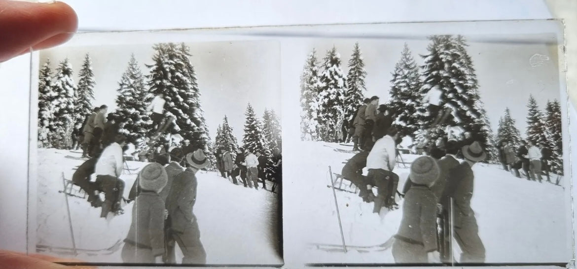 Large Collection of WW1 Era Civilian Glass Stereoview Slides - 105 in Total