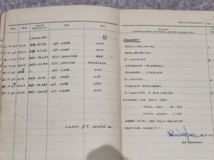 SOLD! WW2 RAF Flying Log Book and Medal Set to Wireless Operator J R Campbell