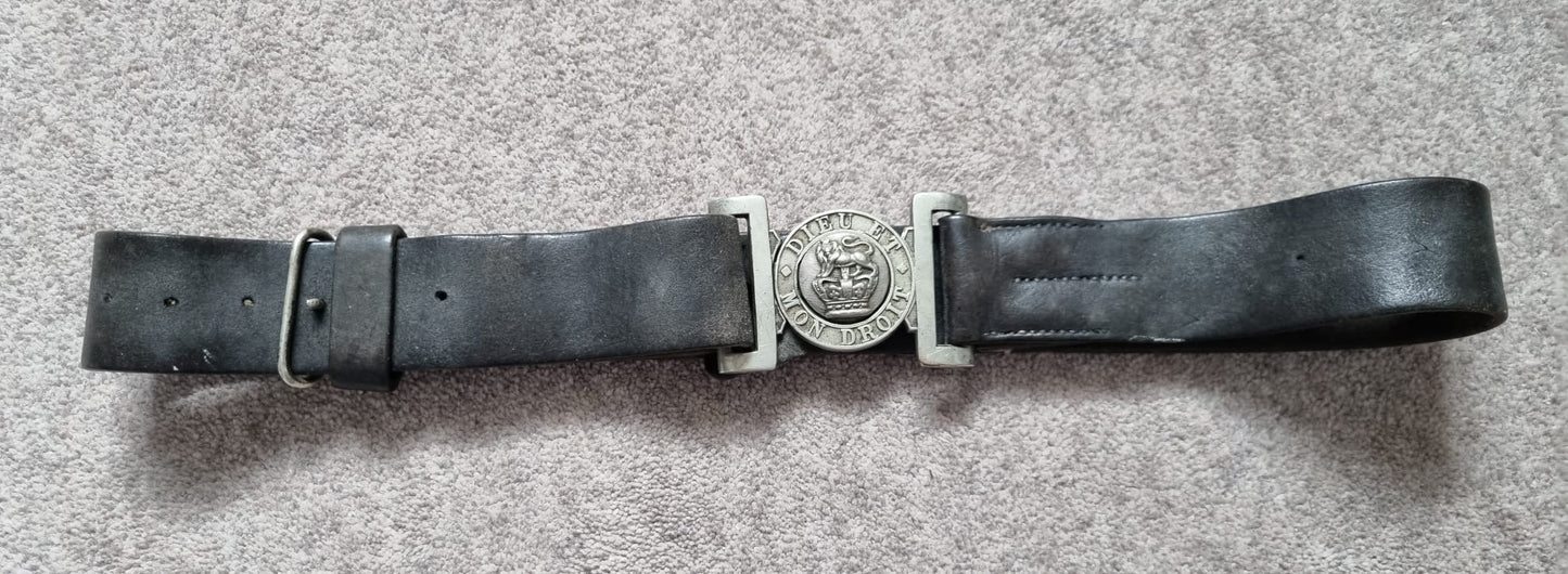 Victorian British Army Leather Belt with White Metal Buckle