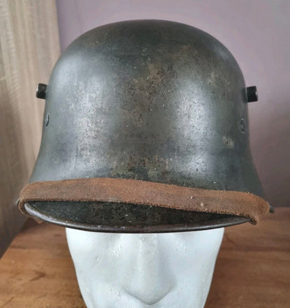 SOLD! WW1 German M16 Transitional Helmet, with 1930s Remnant Decals and Camo Paint (Repro Liner & chinstrap)