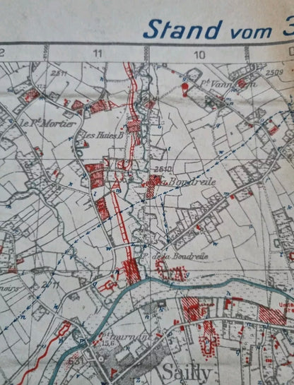 SOLD! WW1 German 6th Army Trench Map - Merville Area 3rd March 1918