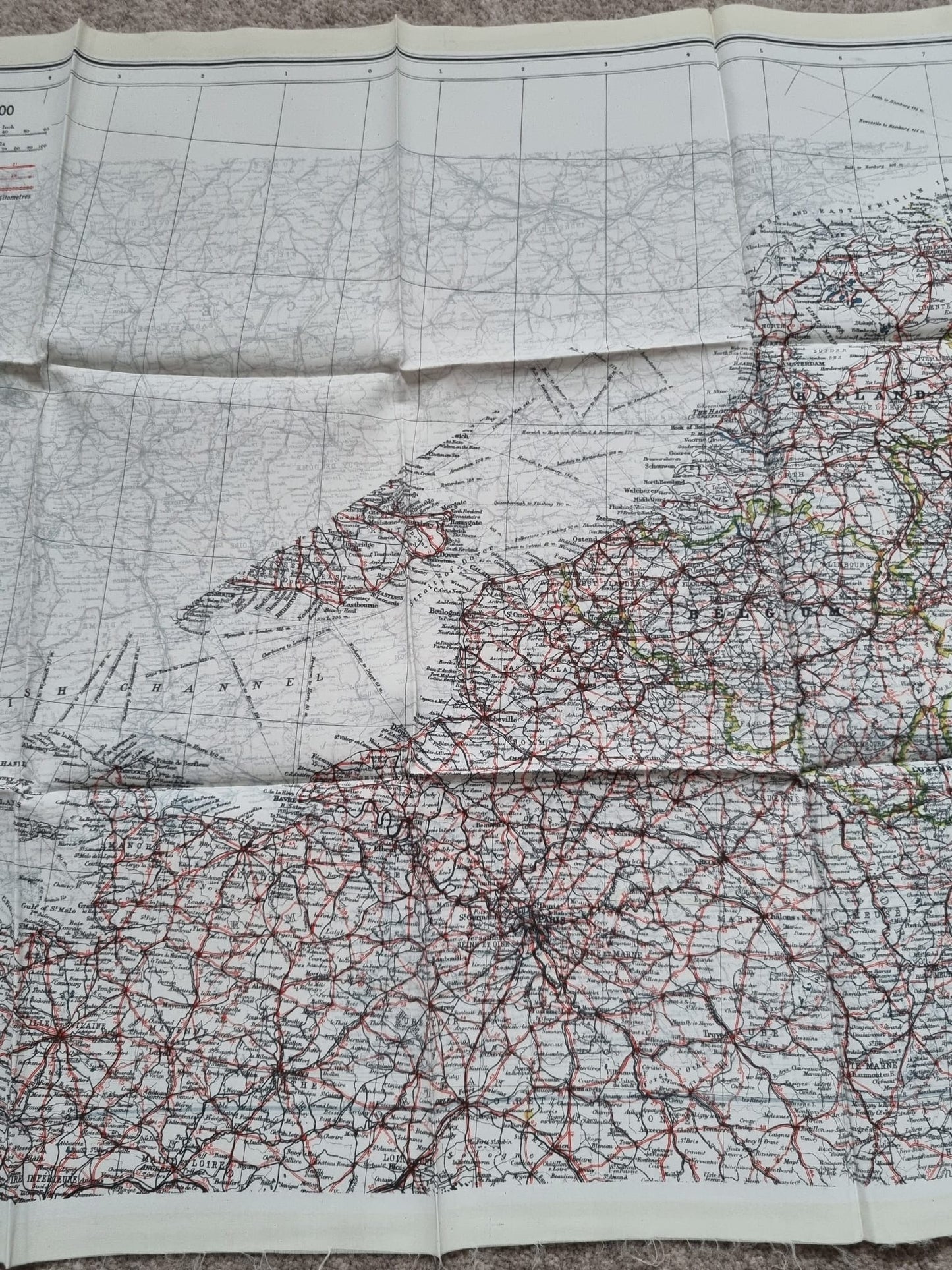 SOLD! WW2 SOE Double Sided Silk Escape Map, C & D of France, Spain, Belgium and the Netherlands