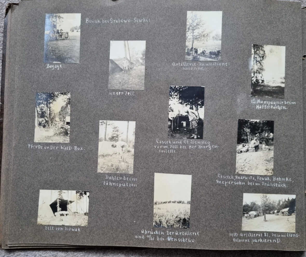 SOLD! Rare WW1 1915 German Eastern Front Photo Album 146 Photos + Ausweis