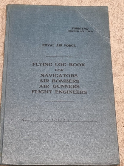 SOLD! WW2 RAF Flying Log Book and Medal Set to Wireless Operator J R Campbell