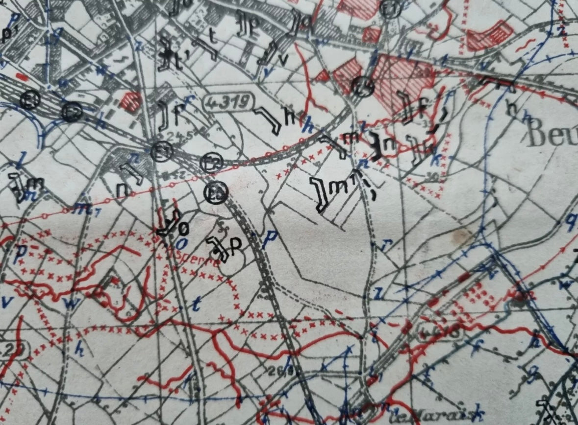 WW1 German 6th Army IX RAK Trench Map Bethune area 9 July 18