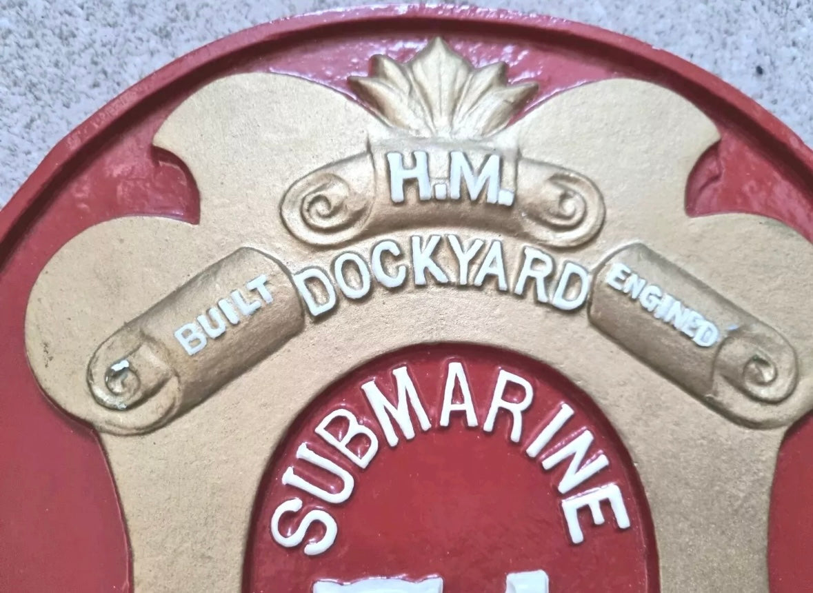 SOLD! Unique Original WW1 Royal Navy HM Submarine E.1 Wall Plaque Crest Shield 1913