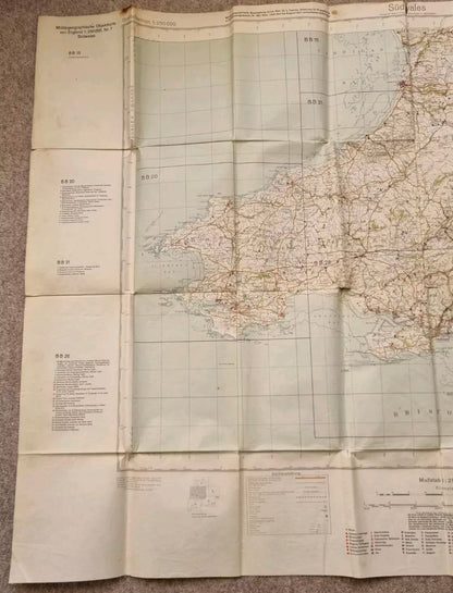 SOLD! WW2 German Operation Sealion Map of South Wales (Folder 7)