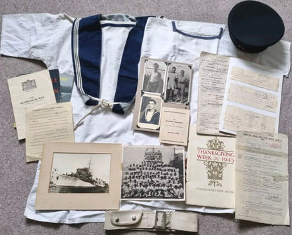 WW2 Royal Navy Uniform & Documents Group for Leading Seaman Geoffrey Chambers