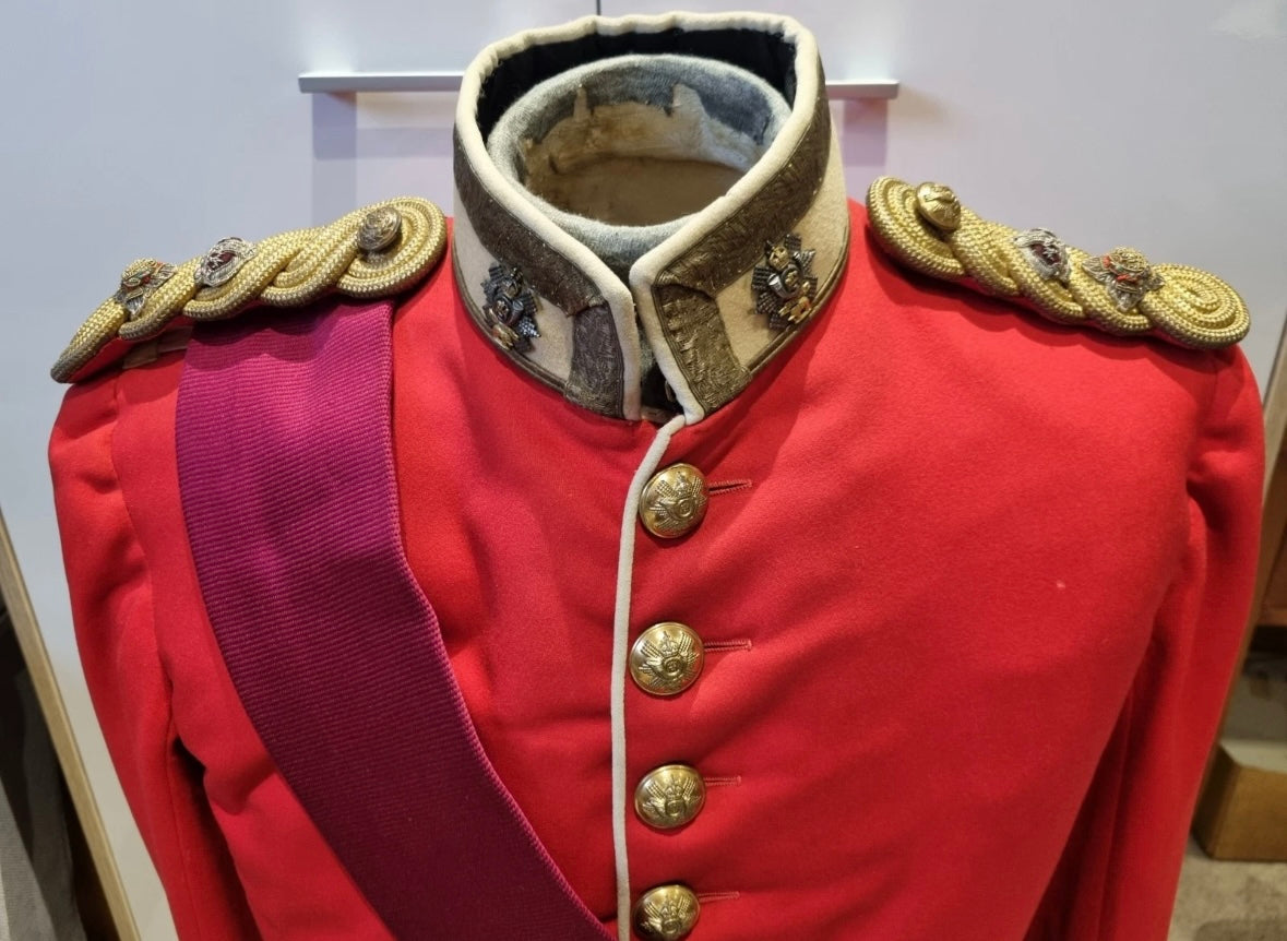 SOLD! Pre-WW1 (Edwardian) Highland Light Infantry Lieutenant Colonel’s Doublet & Burgundy Sash.