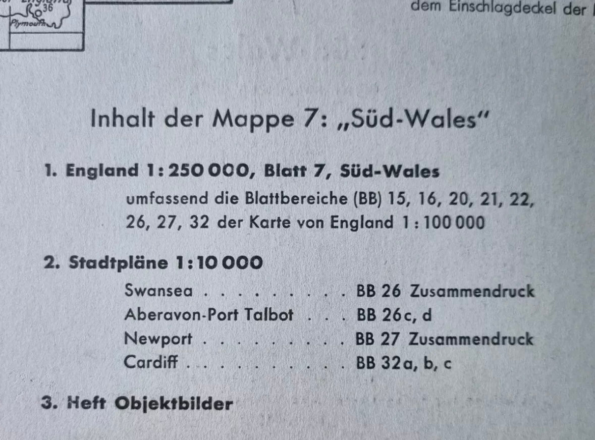 SOLD! WW2 German Operation Sealion Map of South Wales (Folder 7)
