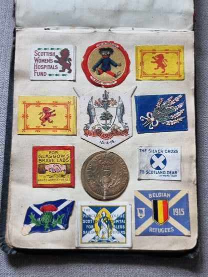 Unique WW1 British Soldier’s Scrapbook/Photo and Penny Flag Album, with Cartoons