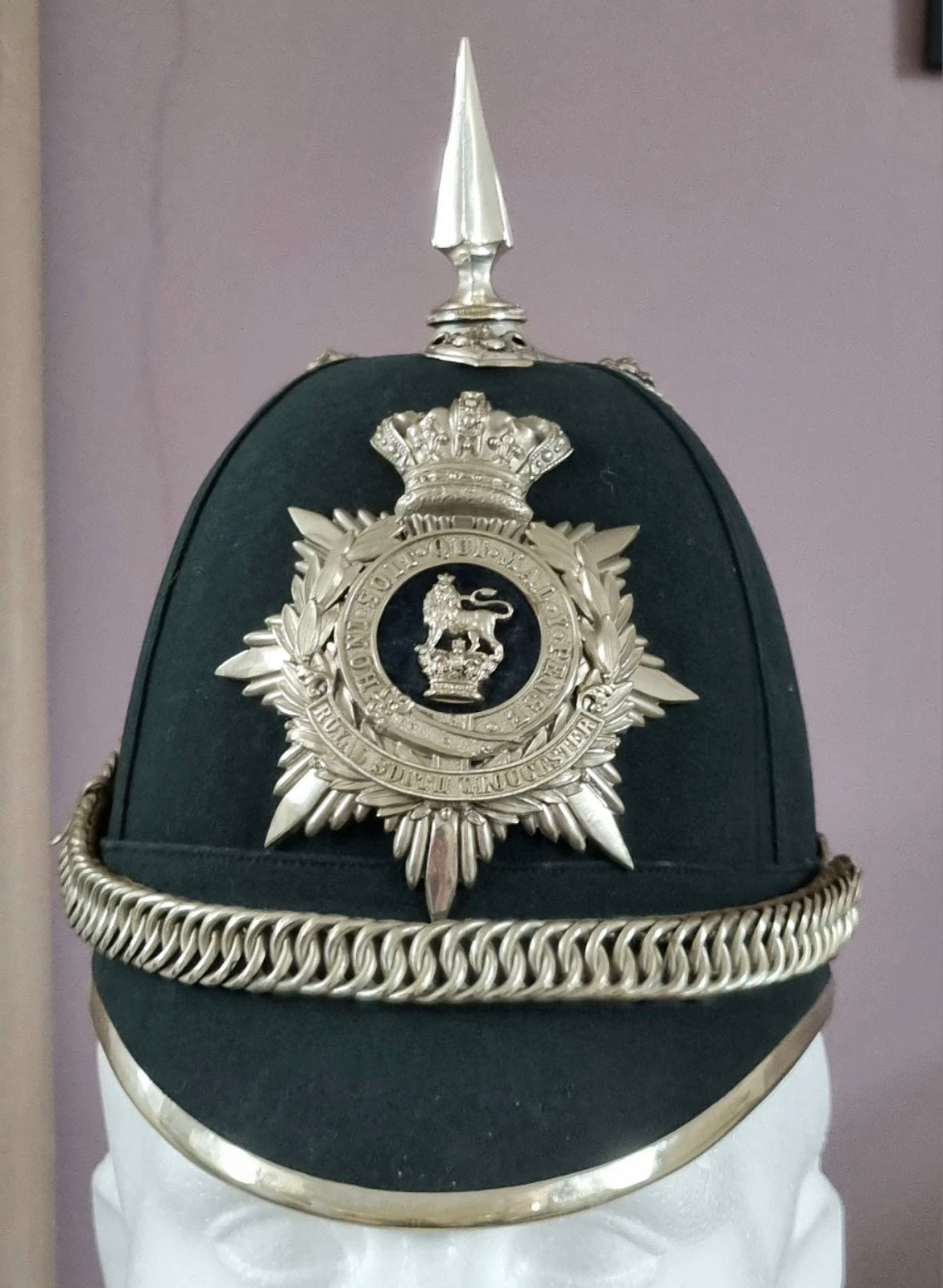 SOLD! Victorian Royal South Gloucestershire Regiment Officer’s Home Service Helmet