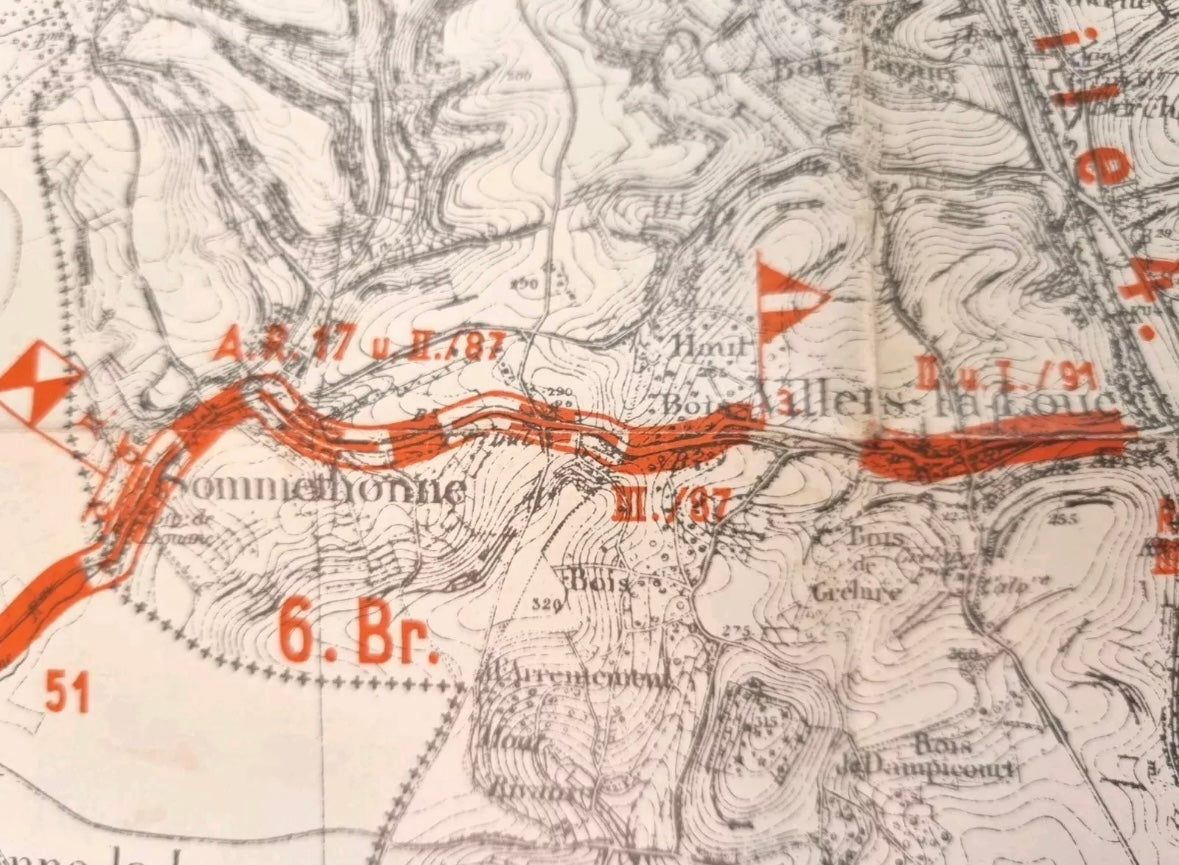 Fascinating WW2 German Blitzkrieg Planning Map, of WW1 Ardennes Positions, Produced January 1939