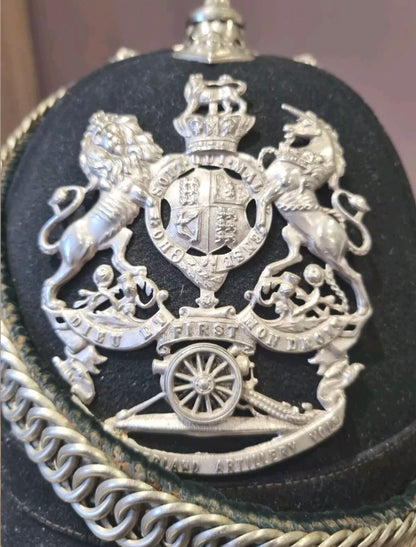 SOLD! Victorian Officer’s Home Service Helmet for the 1st Northumberland Artillery Volunteers, with Tin
