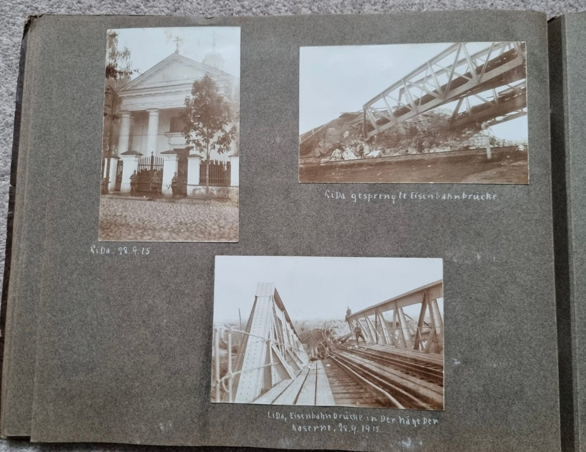 SOLD! Rare WW1 1915 German Eastern Front Photo Album 146 Photos + Ausweis