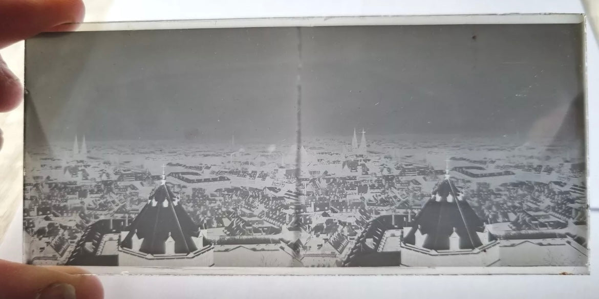 Large Collection of WW1 Era Civilian Glass Stereoview Slides - 105 in Total