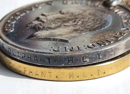 SOLD! WW1 Medal Pair to Private Alfred Oliphant- Highland Light Infantry, Northumberland Fusiliers, Hampshire Regiment