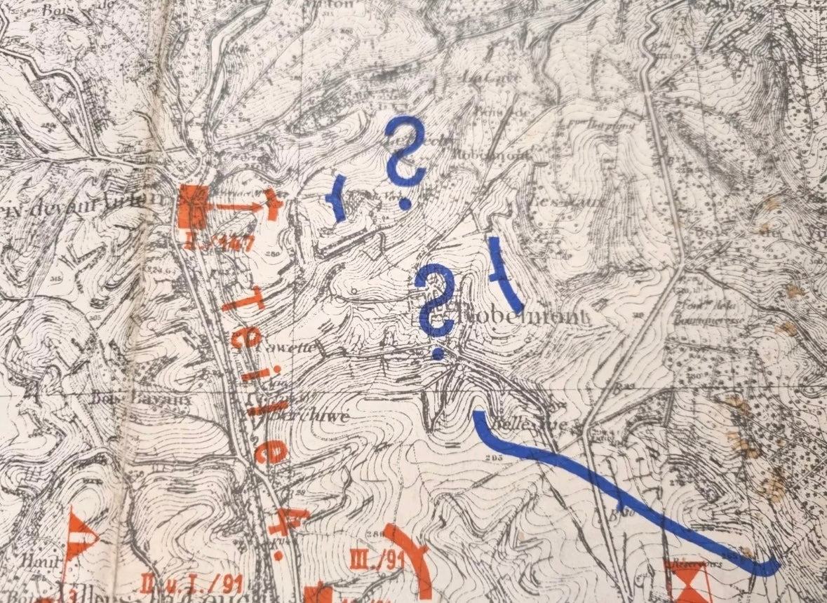 Fascinating WW2 German Blitzkrieg Planning Map, of WW1 Ardennes Positions, Produced January 1939