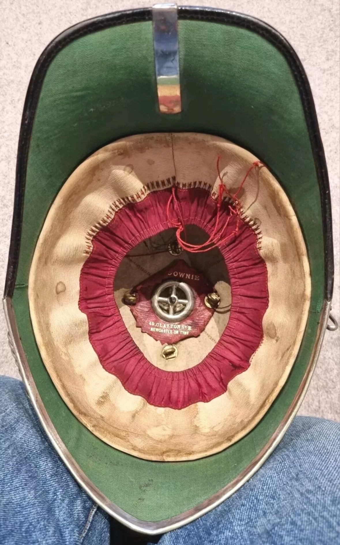 SOLD! Victorian Officer’s Home Service Helmet for the 1st Northumberland Artillery Volunteers, with Tin