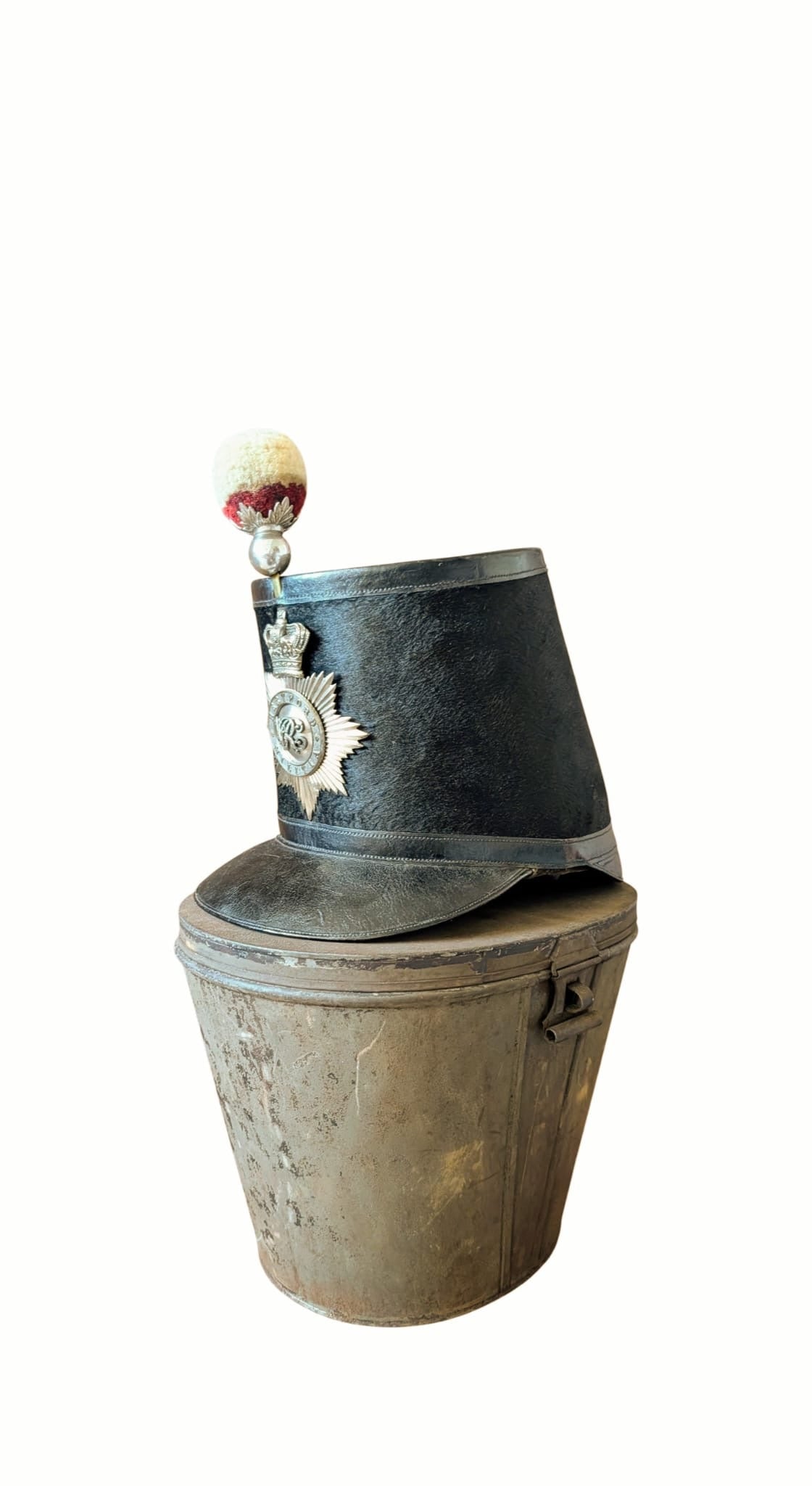 Sold! Rare British Army Hertford Militia French Pattern Shako 1855-61 & Tin