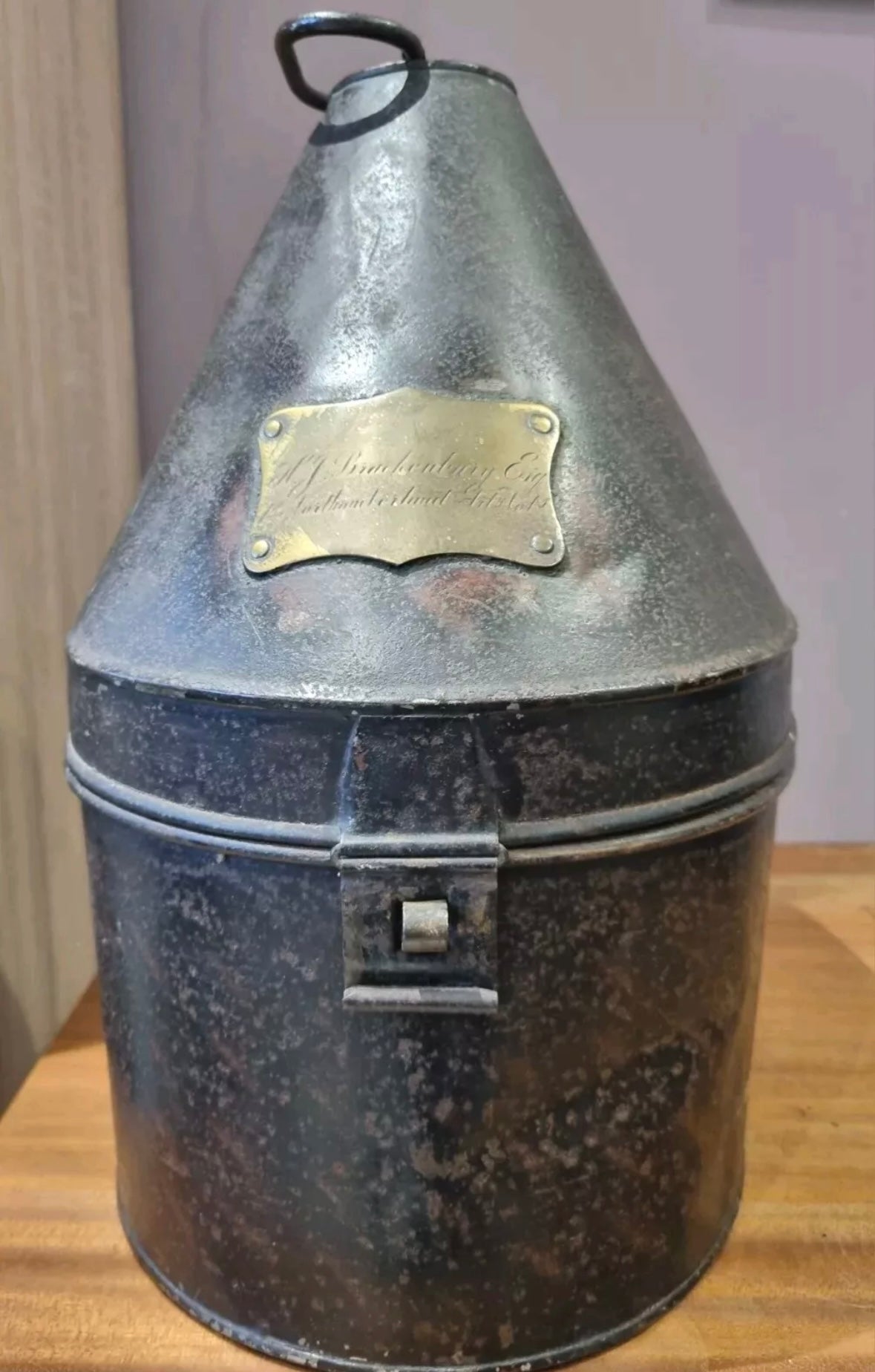 SOLD! Victorian Officer’s Home Service Helmet for the 1st Northumberland Artillery Volunteers, with Tin