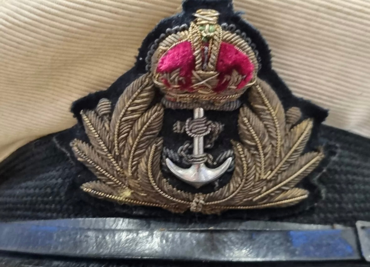 SOLD! WW2 Royal Navy Visor Cap With Cover