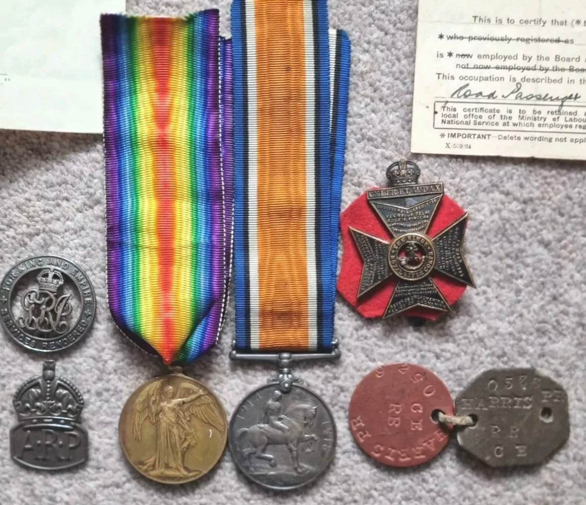 SOLD! WW1 and WW2 set to Percy Robert Harris, Rifle Brigade POW and later Home Guard/ARP