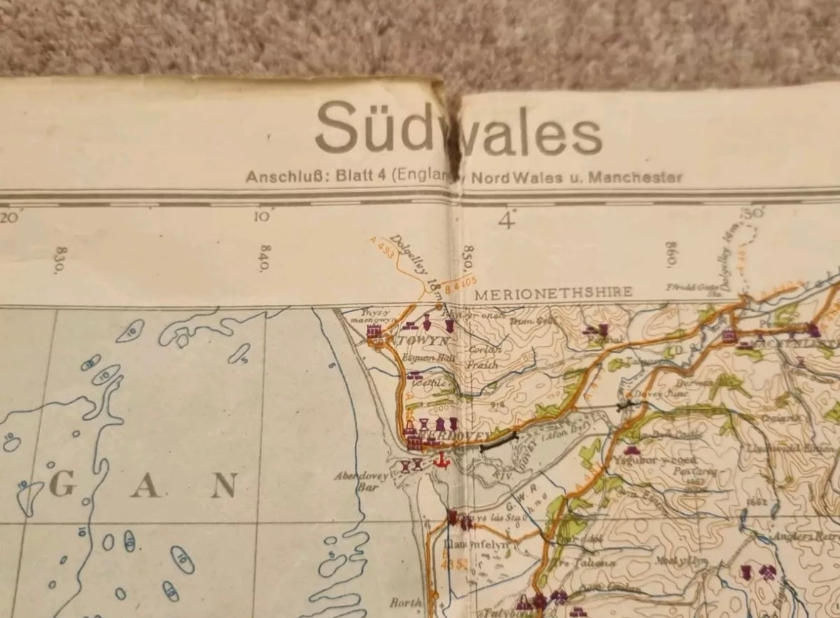 SOLD! WW2 German Operation Sealion Map of South Wales (Folder 7)