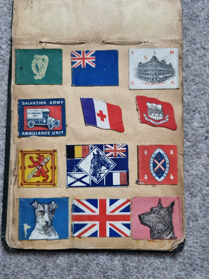 Unique WW1 British Soldier’s Scrapbook/Photo and Penny Flag Album, with Cartoons