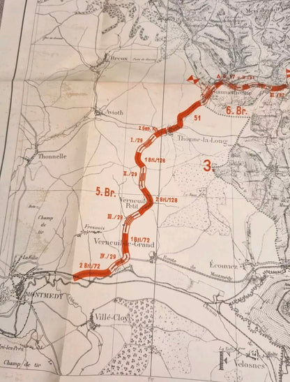 Fascinating WW2 German Blitzkrieg Planning Map, of WW1 Ardennes Positions, Produced January 1939