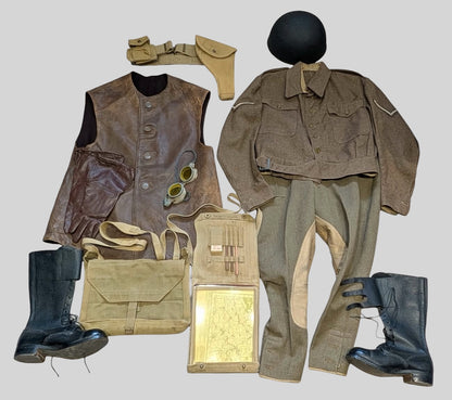 WW2 British Army Dispatch Rider Uniform Webbing Equipment Helmet Set