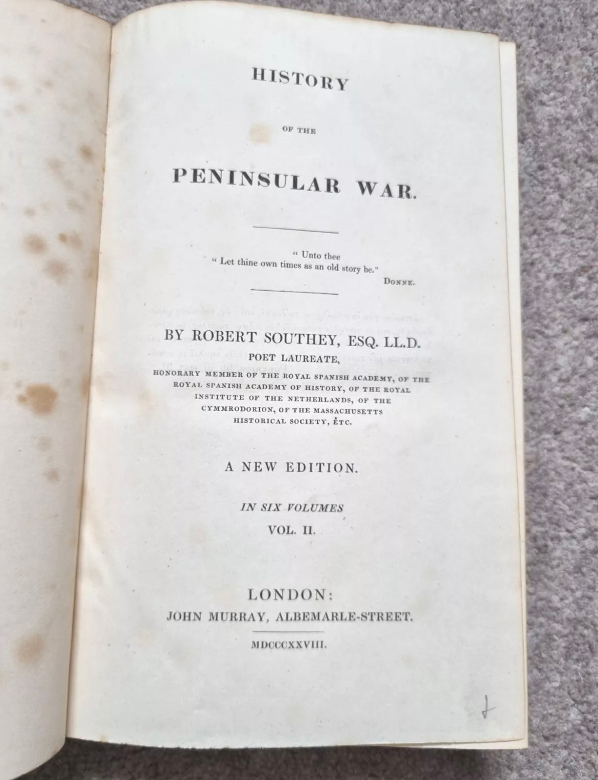 Southey's History Of The Peninsular War 1828 Edition Vols 1-3 by Robert Southey