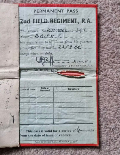 SOLD! WW2 British collection to Sergeant Thomas Andrew Brien- 2nd Field Artillery, Including Montgomery Letter