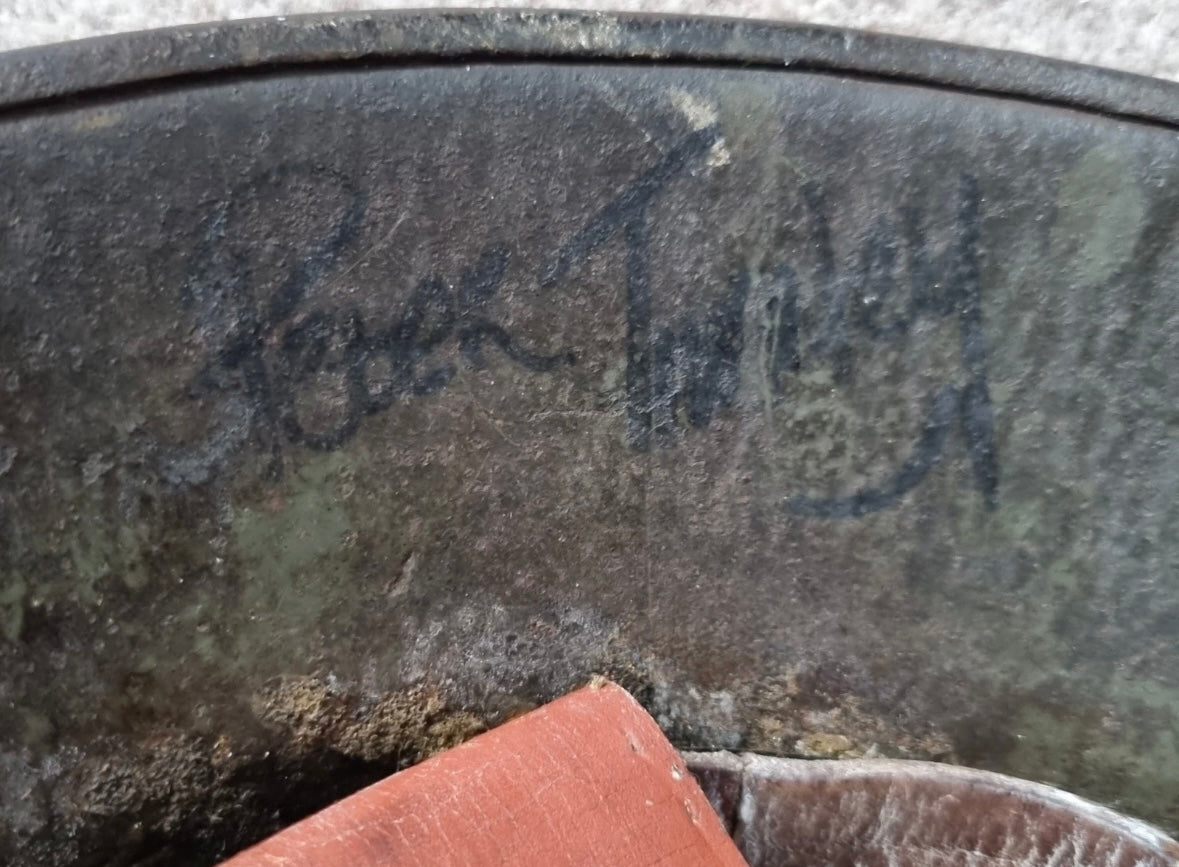 SOLD! WW1 German M16 Transitional Helmet, with 1930s Remnant Decals and Camo Paint (Repro Liner & chinstrap)
