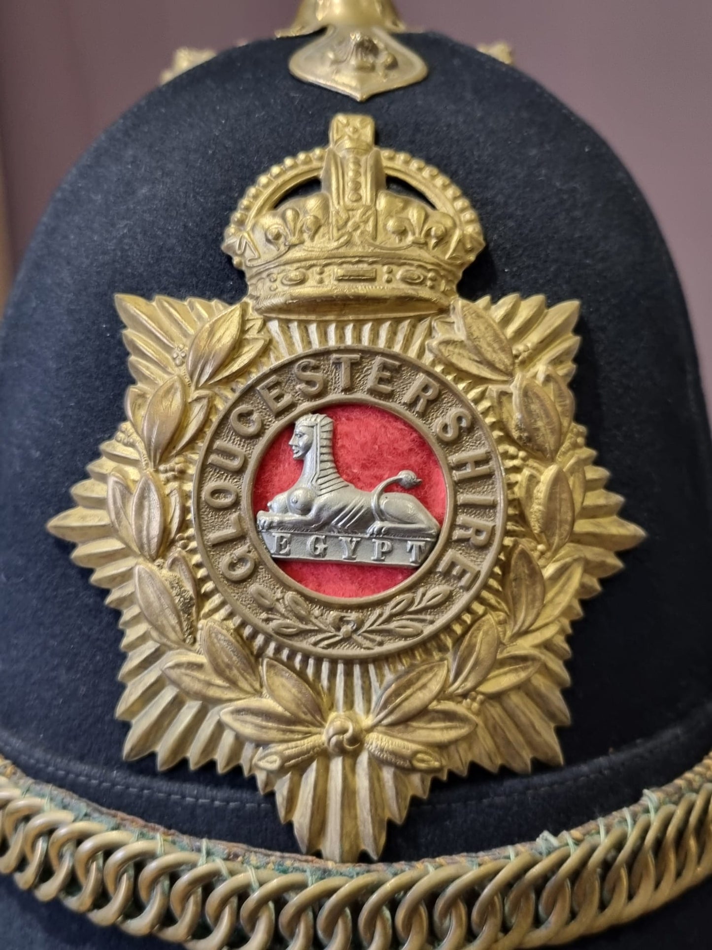 Pre WW1 (Edwardian) Gloucestershire Regiment Enlisted Man's Home Service Helmet, Dated 1910