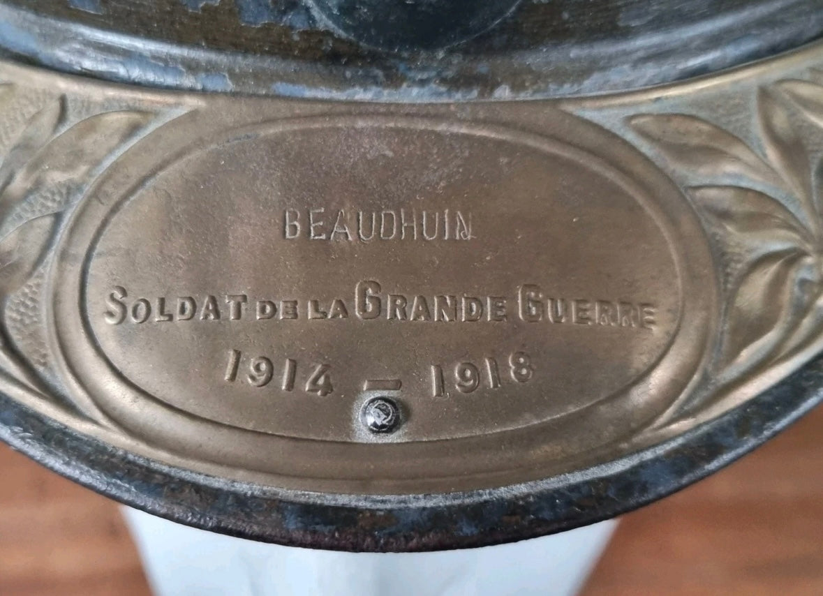 SOLD! WW1 Colonial French Infantry M15 ‘Adrian’ Helmet Shell, With Officer’s Named Veterans Plate