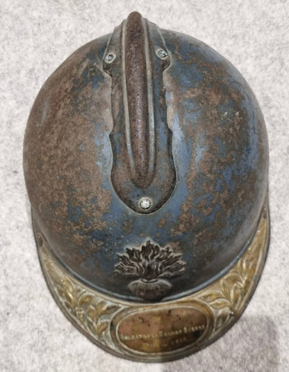 SOLD! WW1 French Infantry M15 Adrian Helmet with Veterans Plaque