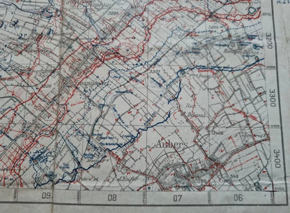 SOLD! WW1 German 6th Army Trench Map - Merville Area 3rd March 1918