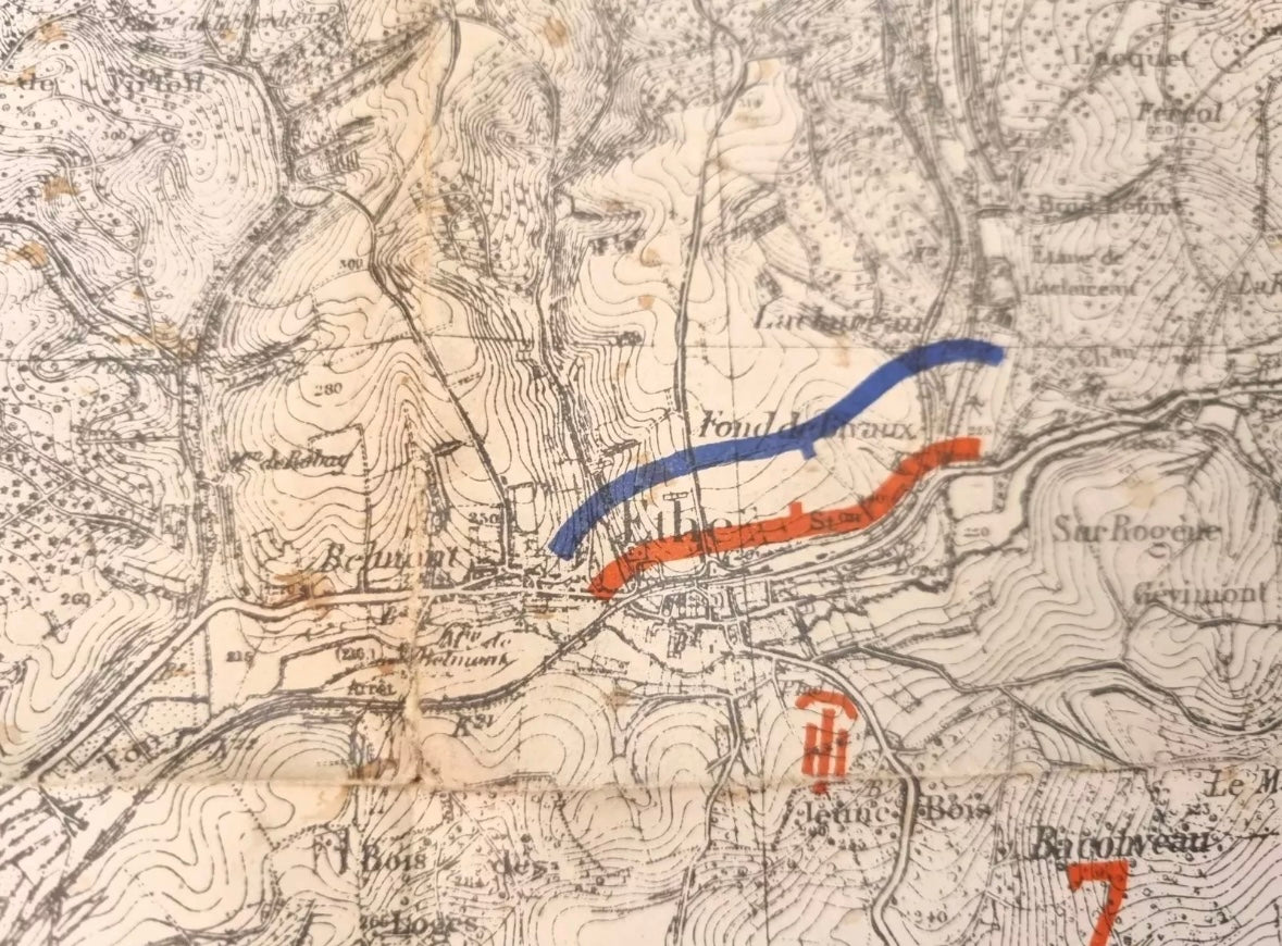 Fascinating WW2 German Blitzkrieg Planning Map, of WW1 Ardennes Positions, Produced January 1939