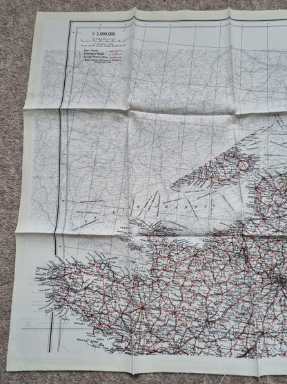 SOLD! WW2 SOE Double Sided Silk Escape Map, C & D of France, Spain, Belgium and the Netherlands