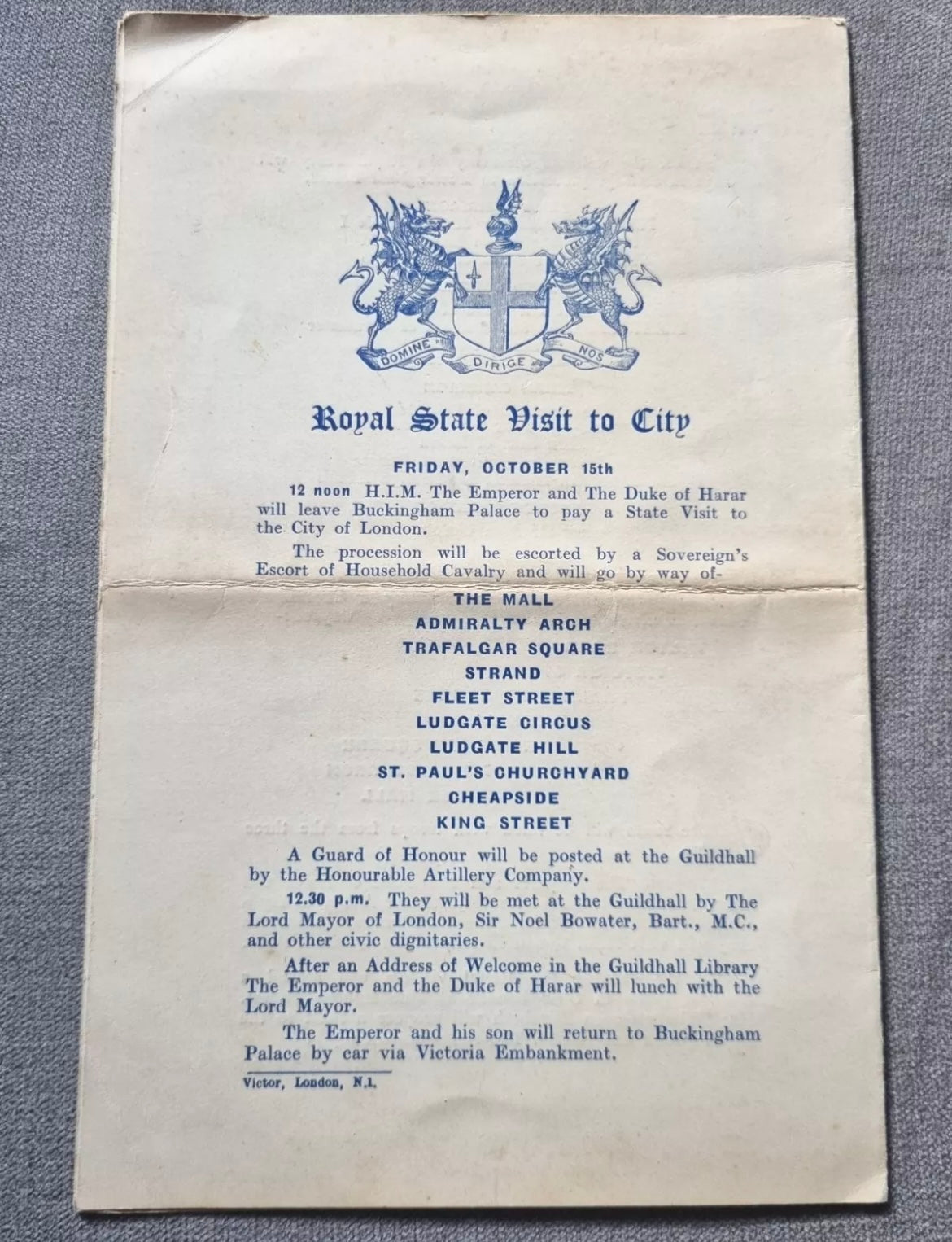 1954 Souvenir Programme for State Visit of Haile Selassie to United Kingdom, RARE