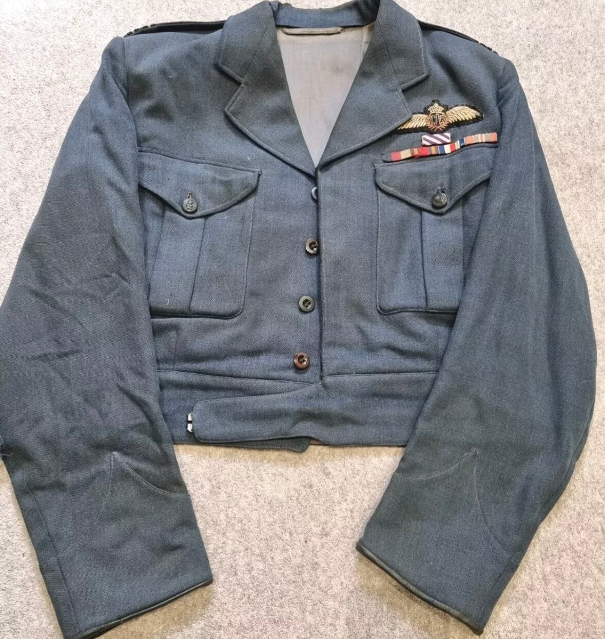 SOLD! WW2 Era RAF Battledress to a Flight Lieutenant with Medal Bar. Attributed to Adam Thomas Dugdale (Tom) DFC