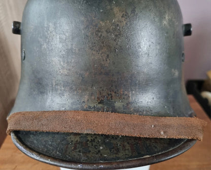 SOLD! WW1 German M16 Transitional Helmet, with 1930s Remnant Decals and Camo Paint (Repro Liner & chinstrap)